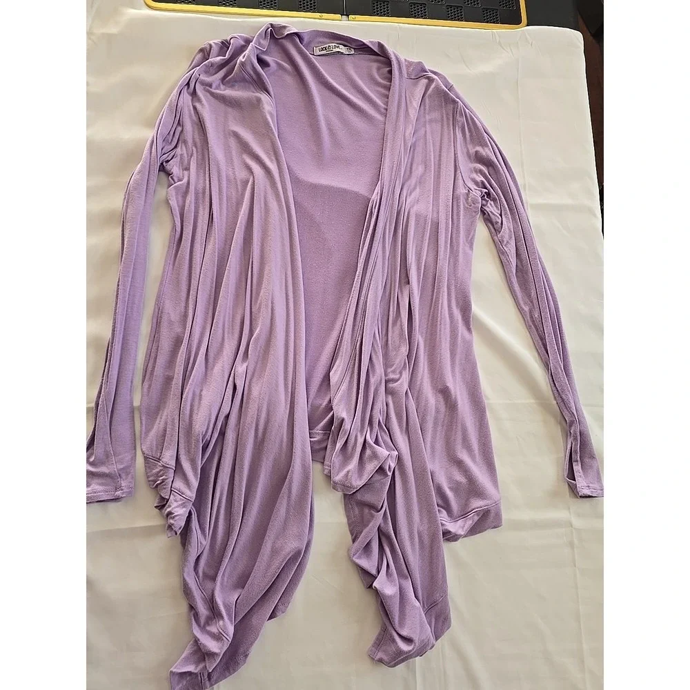 Lock & Love‎ Cardigan Women's 2XL Purple Stretch Asymmetrical Long Sweater